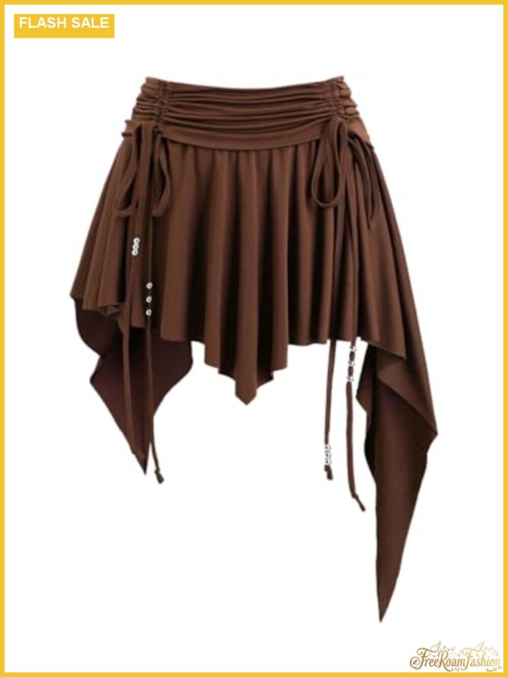 Women's Ruched Asymmetrical Pleated Mini Skirt Y2k Drawstring Front Clubwear